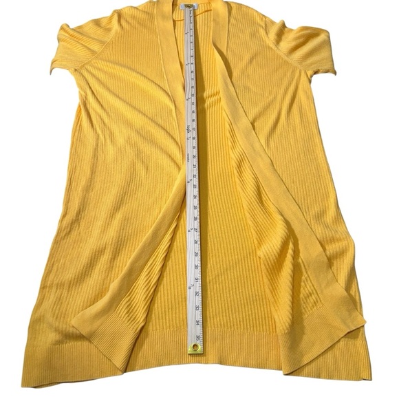 Loft Long Ribbed Knit Yellow Duster Cardigan Casual Boho Stretch Layering XXL - Picture 14 of 16